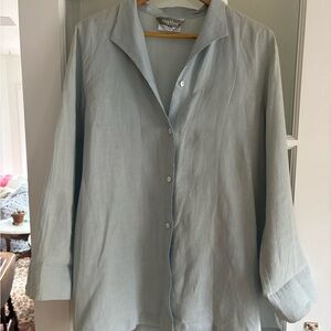 MaxMara Blue Linen Button Down
